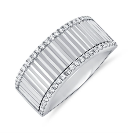 WHITE GOLD DIAMOND FLUTED RING