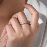 14K White Gold Beaded Stackable Band