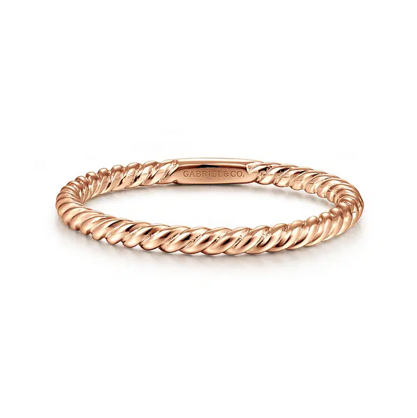 14K Rose Gold Twisted Rope Stackable Ring