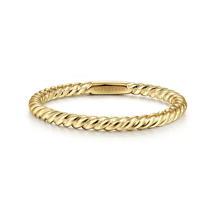 14K Rose Gold Twisted Rope Stackable Ring