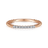 14K Rose Gold Bujukan Bead and Diamond Stackable Ring