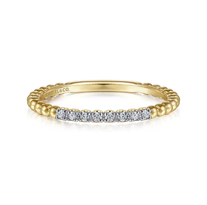 14K Rose Gold Bujukan Bead and Diamond Stackable Ring