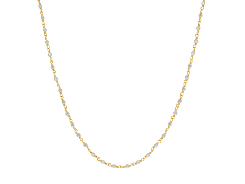 14K Yellow Gold Pearl Chain Necklace