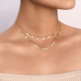 14K Yellow Gold Oval Disc Dangle Necklace