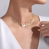 14K Yellow Gold Dangle Disc Necklace