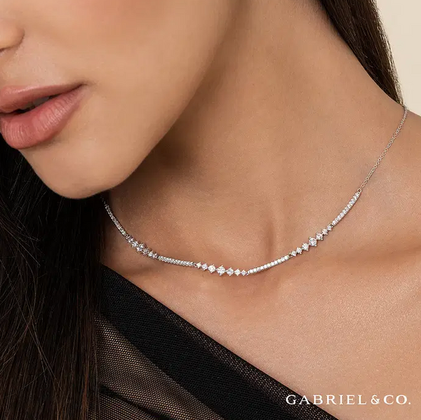14K White Gold Diamond Necklace