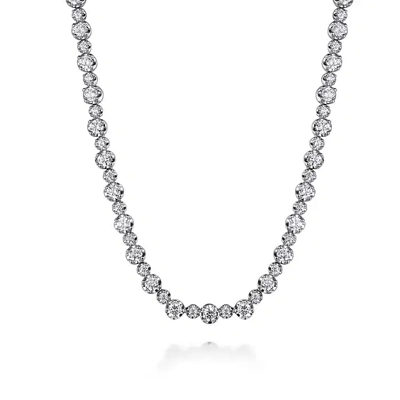 14K White Gold Diamond Tennis Necklace