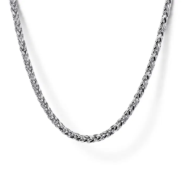 22 Inch 925 Sterling Silver Solid Men's Wheat Chain Necklace
