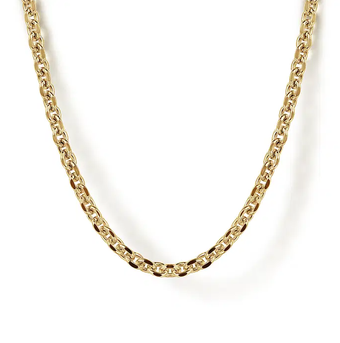 22 Inch 14K Yellow Gold Solid Men's Link Chain Necklace