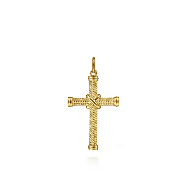 14K Yellow Gold Twisted Rope Cross Pendant with X Center 14K Yellow Gold Twisted Rope Cross Pendant with X Center