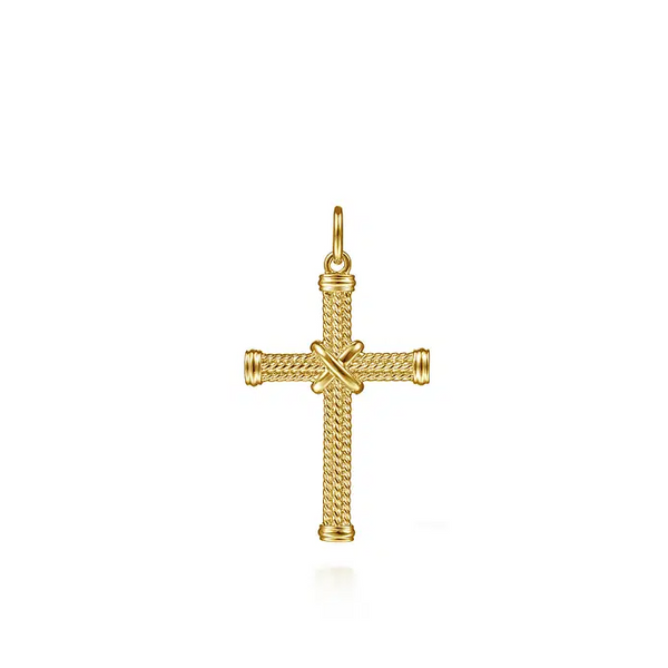 BWL Cross Pendant ゴールドオーバーレイ？ トラヴィスワーカー 14K Yellow Gold Twisted Rope Cross Pendant with X Center