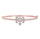 WHITE GOLD BAGUETTES AND DIAMOND FLOWER BANGLE