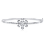 WHITE GOLD BAGUETTES AND DIAMOND FLOWER BANGLE
