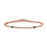 YELLOW GOLD EMERALD AND DIAMOND TENNIS BRACELET
