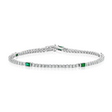 YELLOW GOLD EMERALD AND DIAMOND TENNIS BRACELET