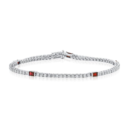WHITE GOLD RUBY AND DIAMOND TENNIS BRACELET