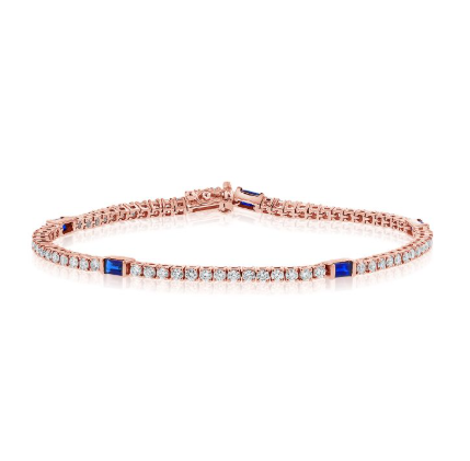 WHITE GOLD SAPPHIRE AND DIAMOND TENNIS BRACELET