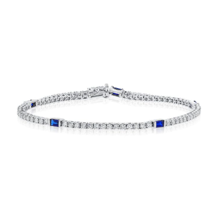 WHITE GOLD SAPPHIRE AND DIAMOND TENNIS BRACELET