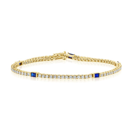 WHITE GOLD SAPPHIRE AND DIAMOND TENNIS BRACELET