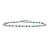 YELLOW GOLD EMERALD AND DIAMOND BEZEL TENNIS BRACELET