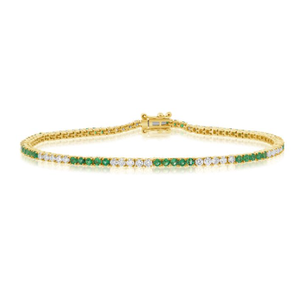 WHITE GOLD EMERALD AND DIAMOND TENNIS BRACELET
