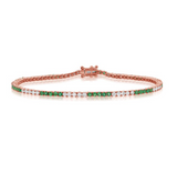 YELLOW GOLD EMERALD AND DIAMOND TENNIS BRACELET