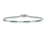 YELLOW GOLD EMERALD AND DIAMOND TENNIS BRACELET