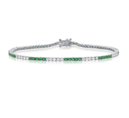 ROSE GOLD EMERALD AND DIAMOND TENNIS BRACELET