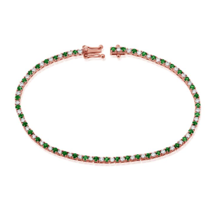 ROSE GOLD EMERALD AND DIAMOND TENNIS BRACELET