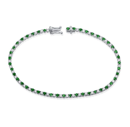 ROSE GOLD EMERALD AND DIAMOND TENNIS BRACELET