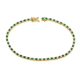 WHITE GOLD EMERALD AND DIAMOND TENNIS BRACELET