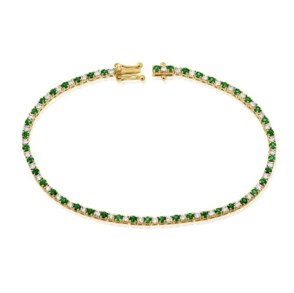 WHITE GOLD EMERALD AND DIAMOND TENNIS BRACELET