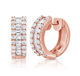ROSE GOLD BAGUETTES AND DIAMOND HUGGIE EARRINGS