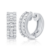 ROSE GOLD BAGUETTES AND DIAMOND HUGGIE EARRINGS
