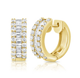 ROSE GOLD BAGUETTES AND DIAMOND HUGGIE EARRINGS