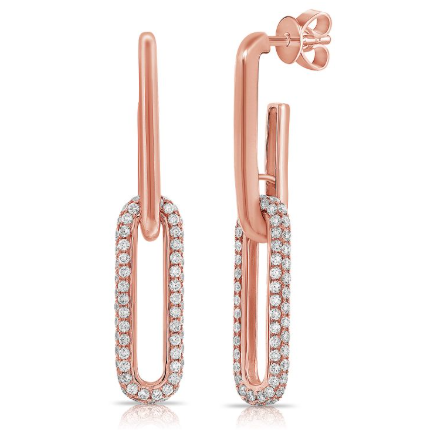 YELLOW GOLD DIAMOND LINK DROP EARRINGS