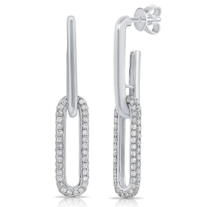 YELLOW GOLD DIAMOND LINK DROP EARRINGS