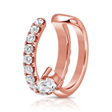 ROSE GOLD PEAR AND ROUND SHAPE DIAMOND CUFF EARRINGS