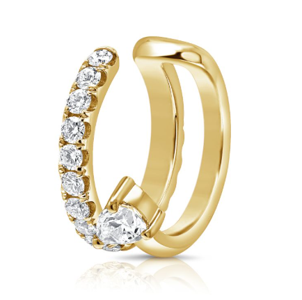ROSE GOLD PEAR AND ROUND SHAPE DIAMOND CUFF EARRINGS