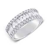 WHITE GOLD BAGUETTES AND DIAMOND HALFWAY RING