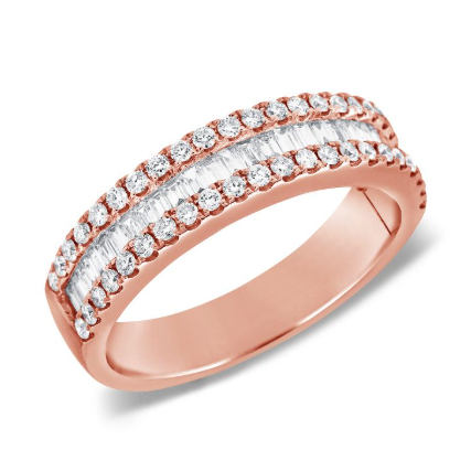 ROSE GOLD BAGUETTES AND DIAMOND HALFWAY RING