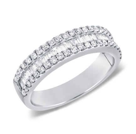 ROSE GOLD BAGUETTES AND DIAMOND HALFWAY RING