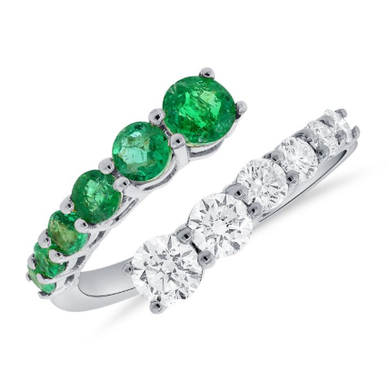 ROSE GOLD EMERALD AND DIAMOND WRAP RING