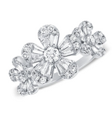 ROSE GOLD BAGUETTES AND DIAMOND FLOWER RING