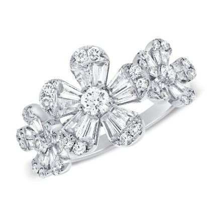 ROSE GOLD BAGUETTES AND DIAMOND FLOWER RING