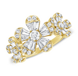 ROSE GOLD BAGUETTES AND DIAMOND FLOWER RING