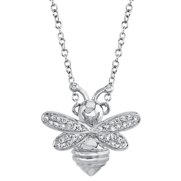 WHITE GOLD DIAMOND BEE NECKLACE