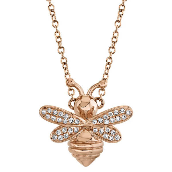 WHITE GOLD DIAMOND BEE NECKLACE