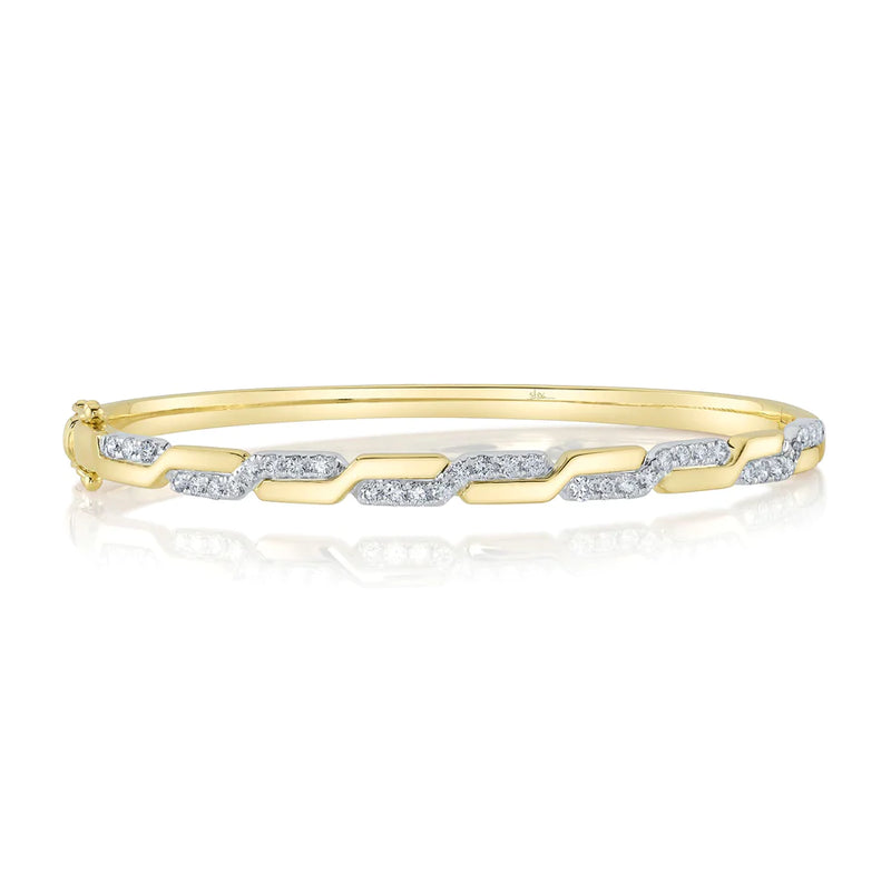 14K Two Tone Diamond Bangle