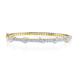 WHITE GOLD DIAMOND EMERALD MARQUISE PEAR BANGLE